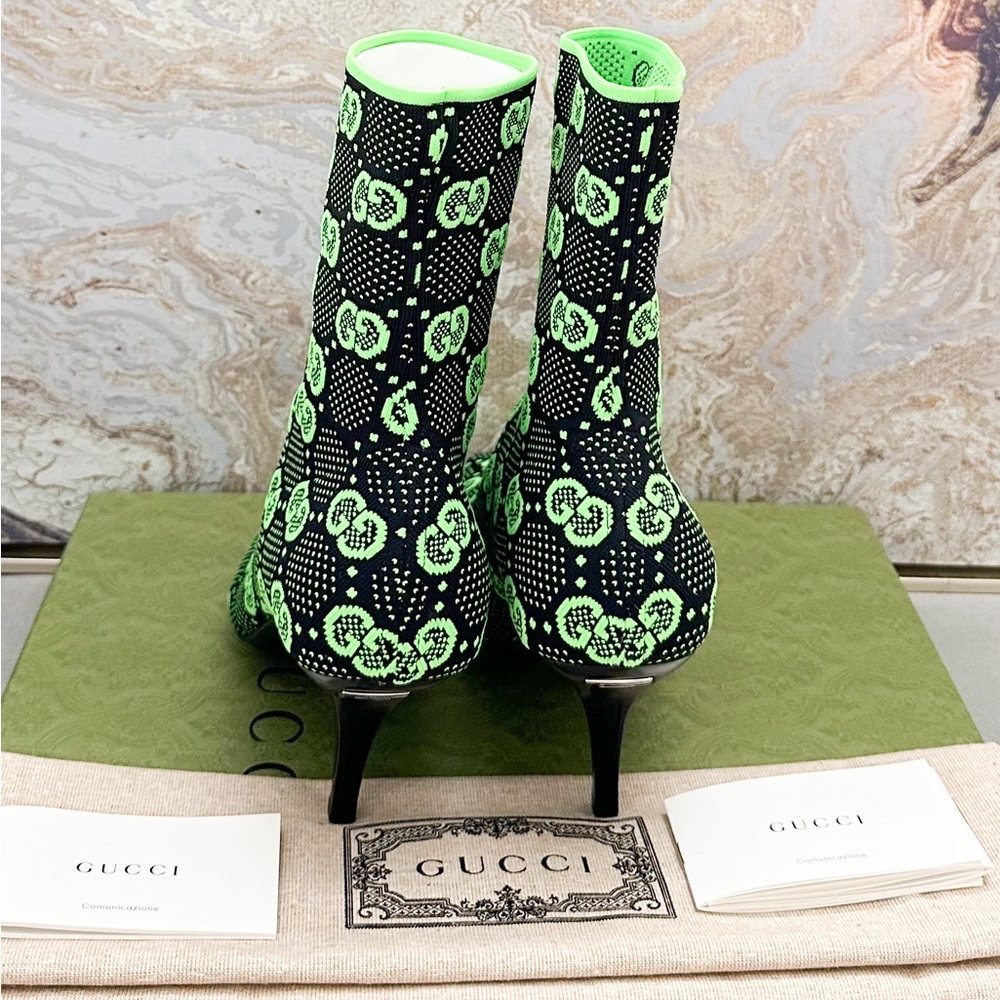 New! Gucci Technical Jersey Knit GG Monogram Square G Ankle Boots - Picture 5 of 9
